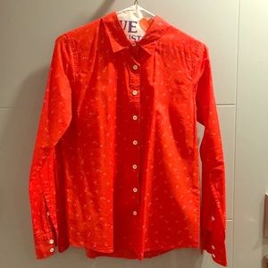 Red button down with anchors and horseshoes